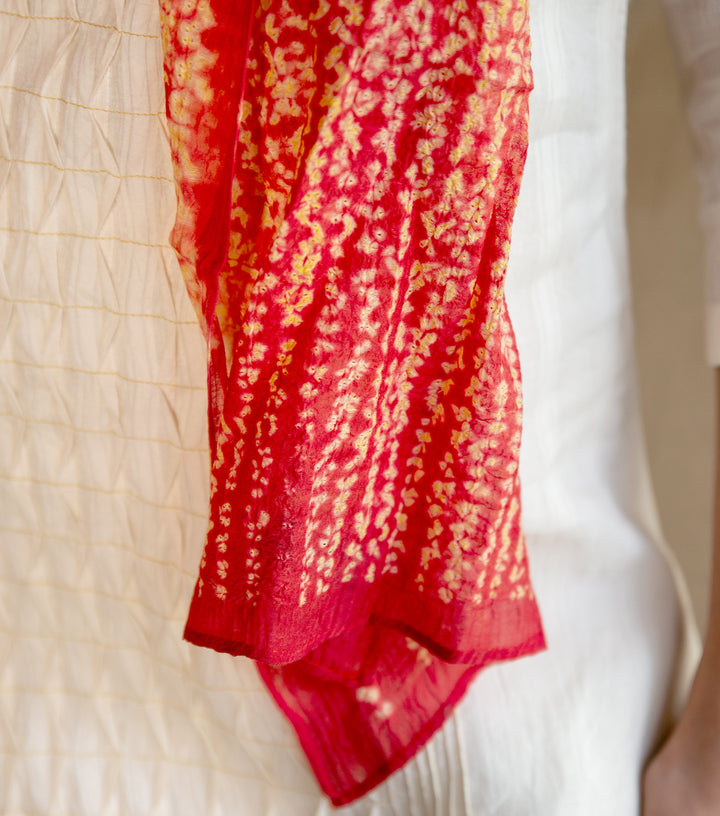Orange Shibori Chanderi Scarf
