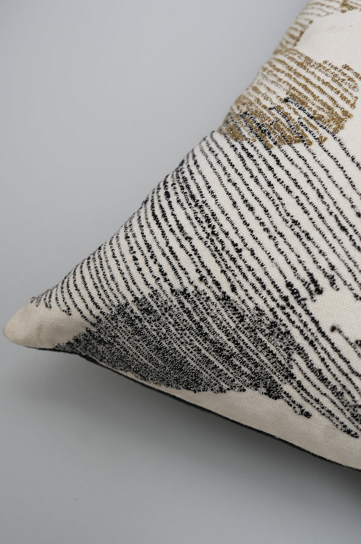 Abstract Embroidered Cushion Cover