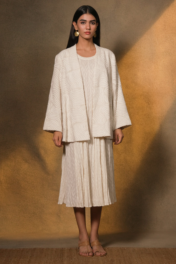 Natural Patch Embroidered Cotton Jacket with Slip