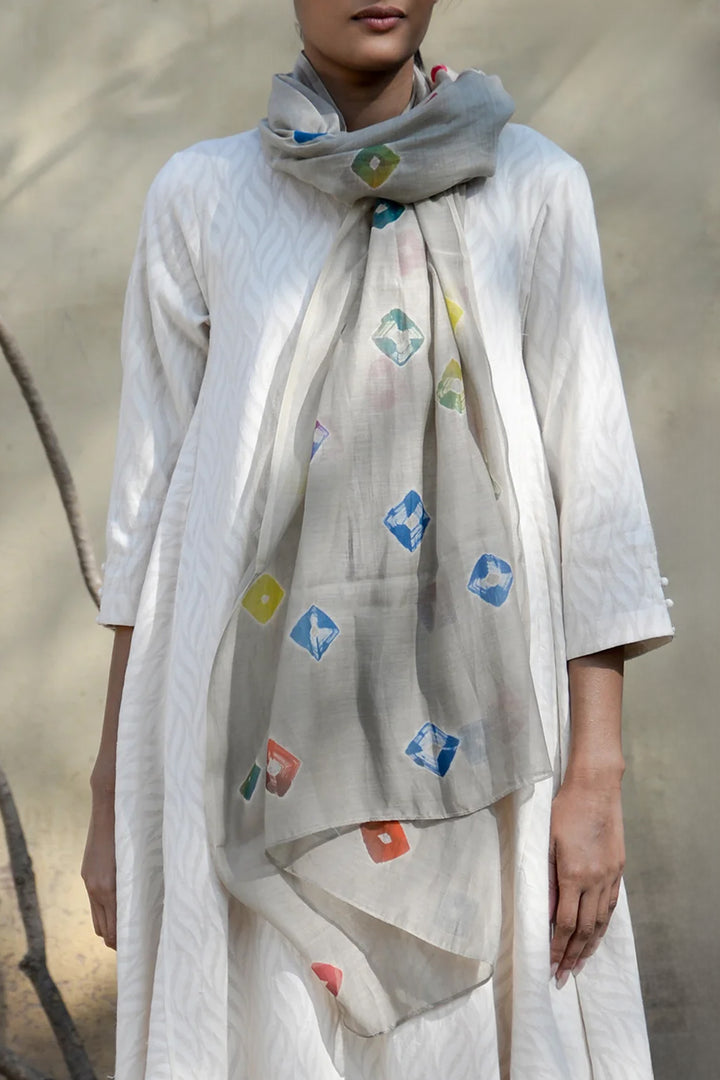 Grey base shibori  dupatta