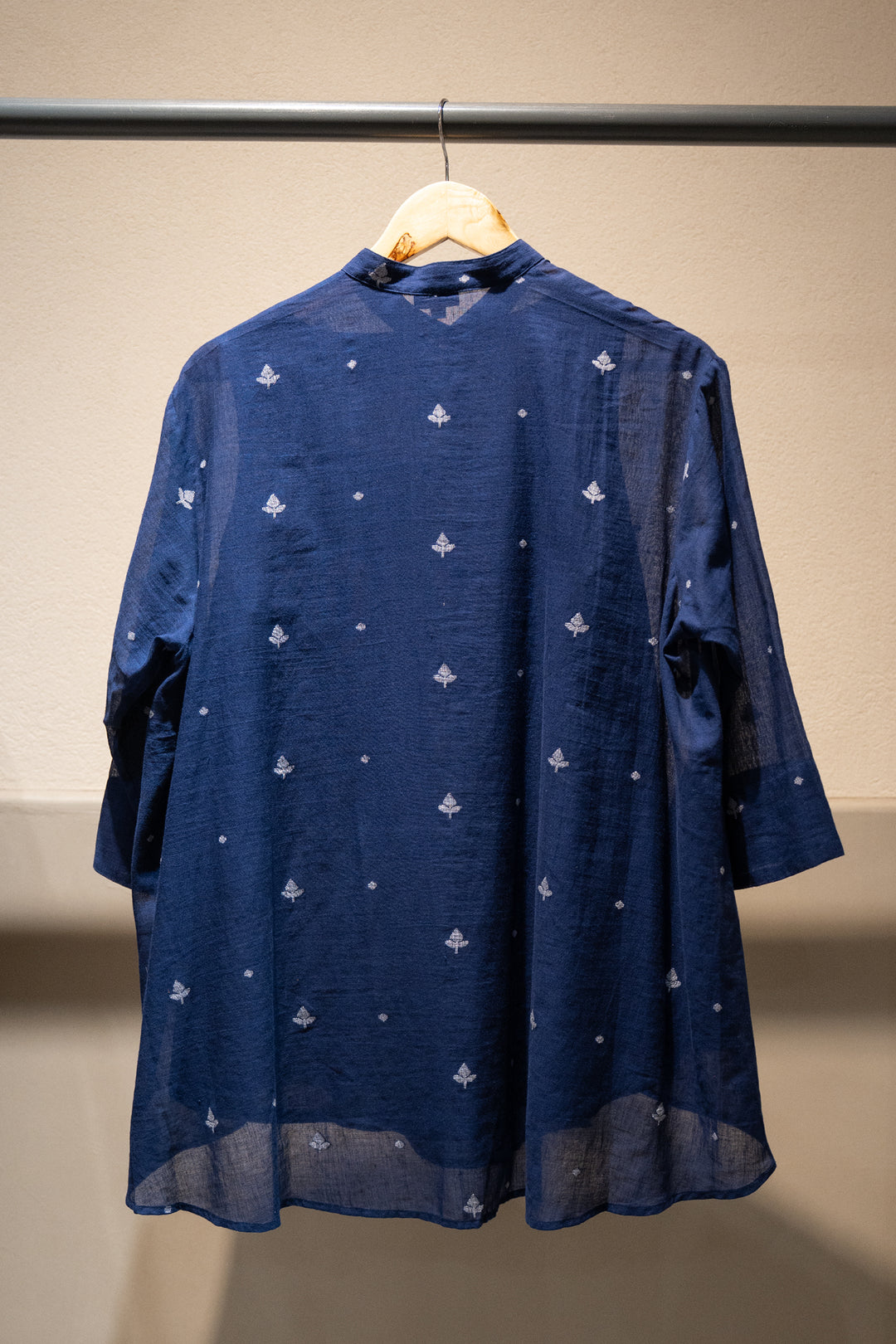 Jamdani Blue Woven Cotton Shirt