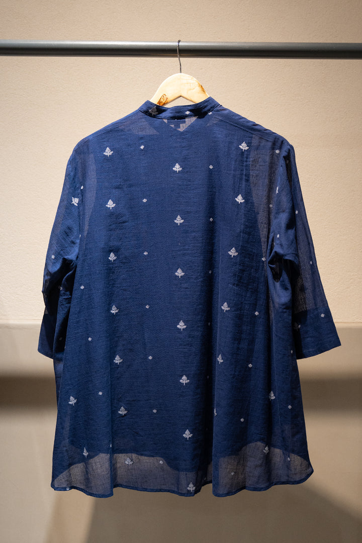 Jamdani Blue Woven Cotton Shirt