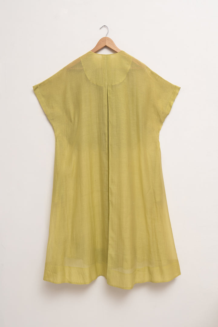 Lime Chanderi Dress with Slip