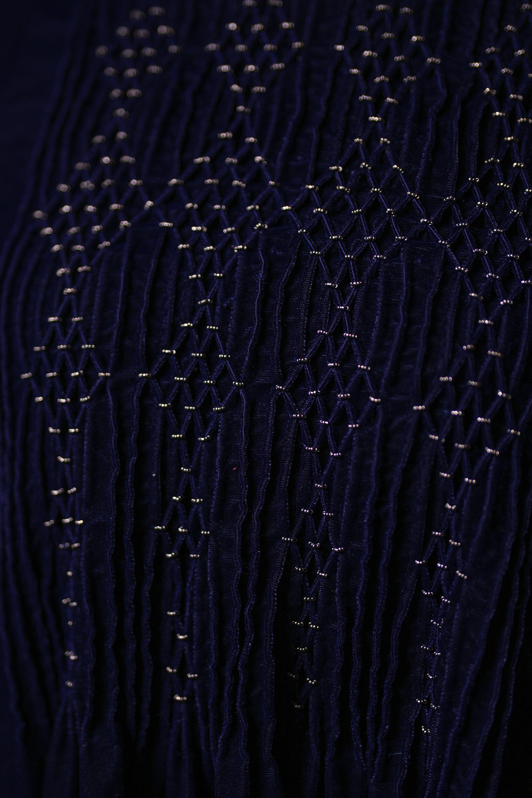 Navy Hand Embroidered Velvet Dress