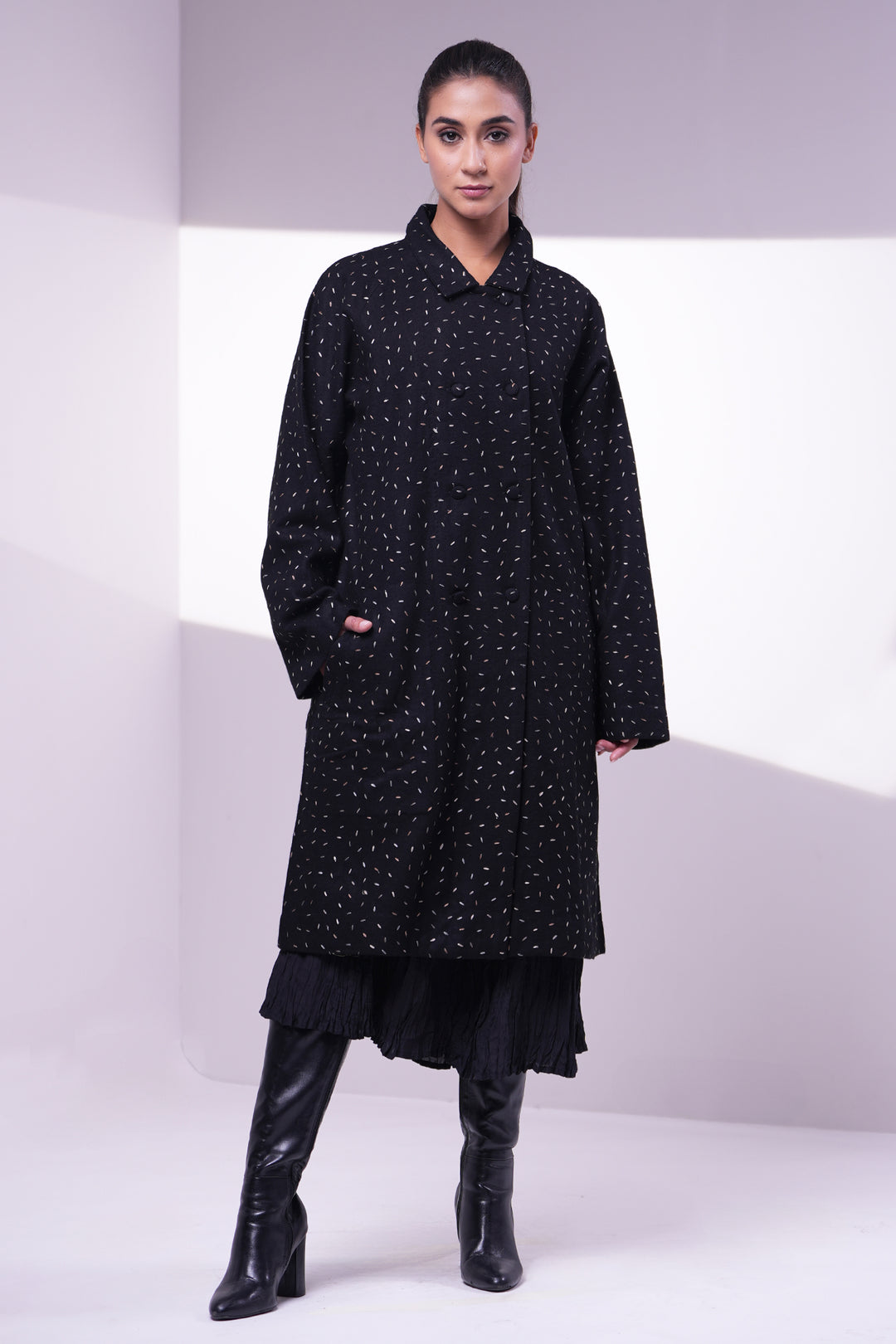 Black Wool Embroidered Jacket – Tulsi Online - Main Image