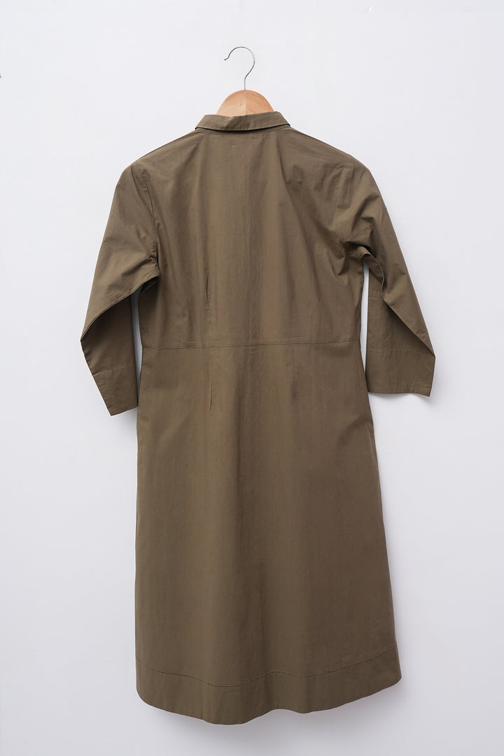 Brown Cotton Shirt Dress