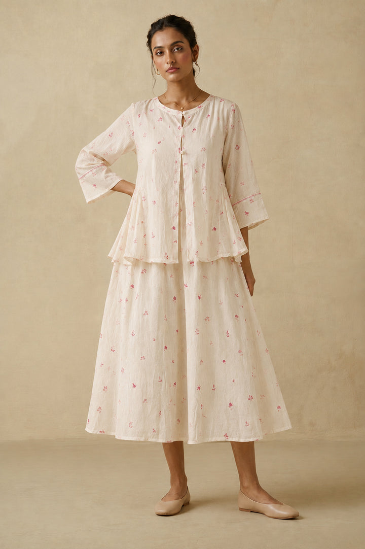 Blush Bloom Printed Chanderi Kediyo Set