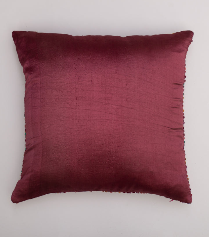Multi Color French Knot Silk Cushion Cover