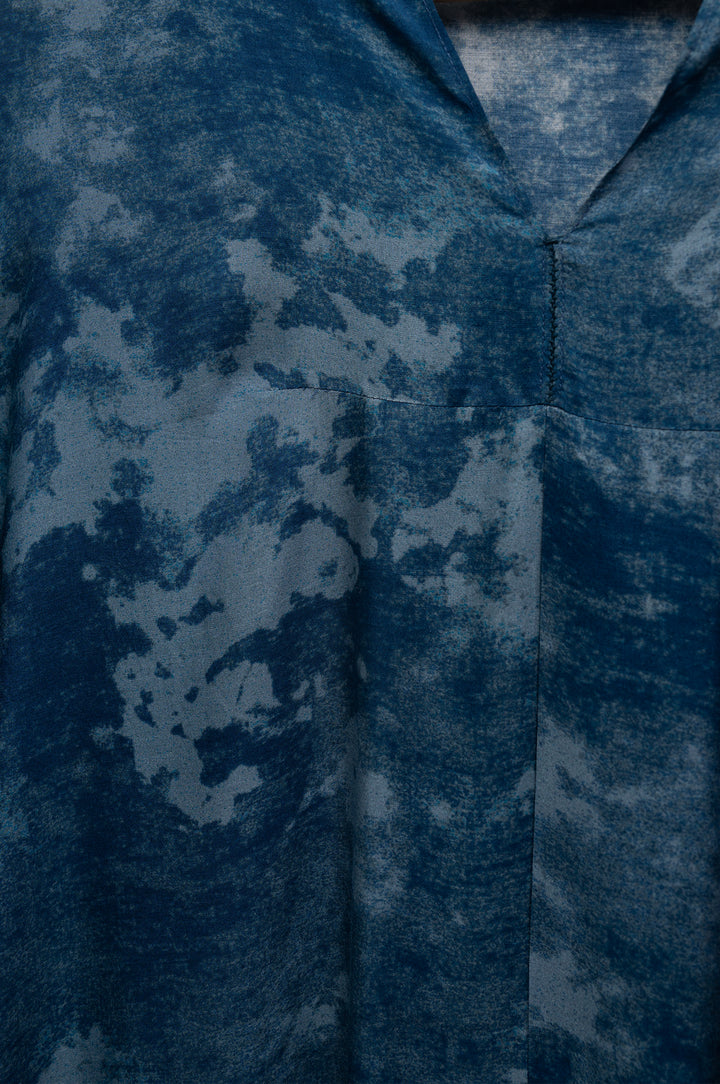 Blue Mist Printed Cotton Silk Tunic