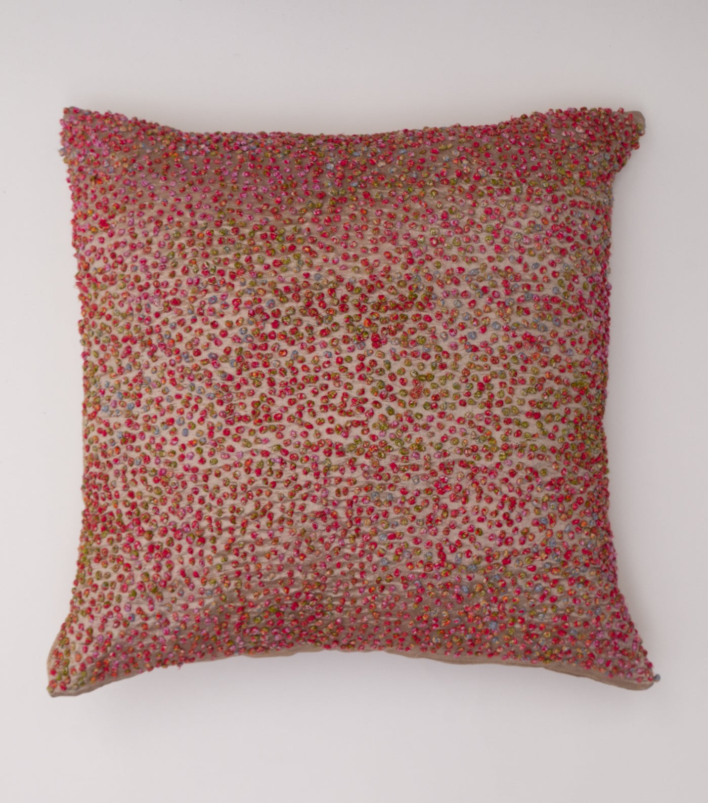 Multi Color French Knot Silk Cushion Cover