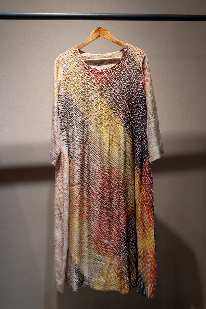 Multicolour Shibori Chanderi Dress