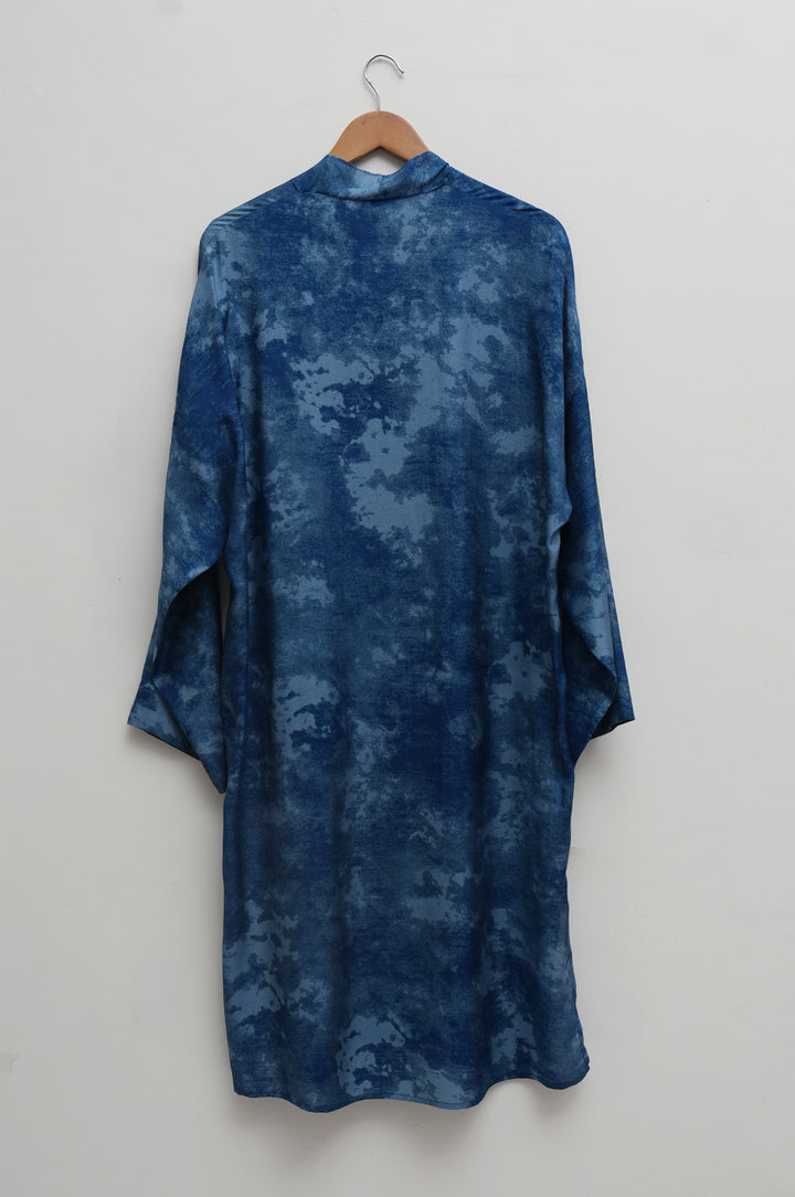 Blue Mist Printed Cotton Silk Tunic