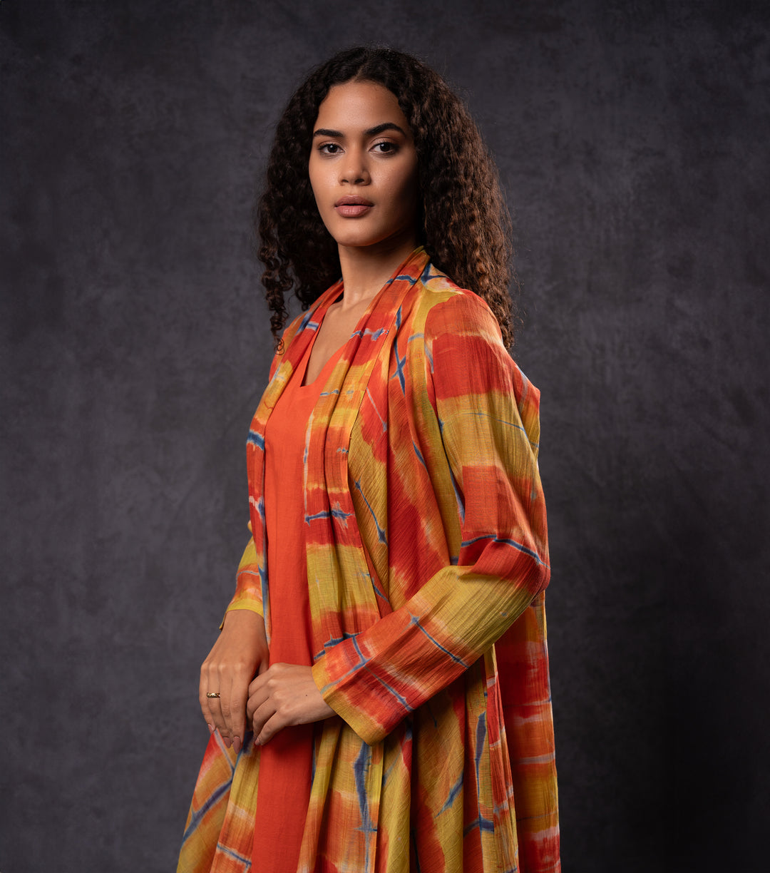 Hand Dyed Shibori Clamp Dyed Cape & Dress Set