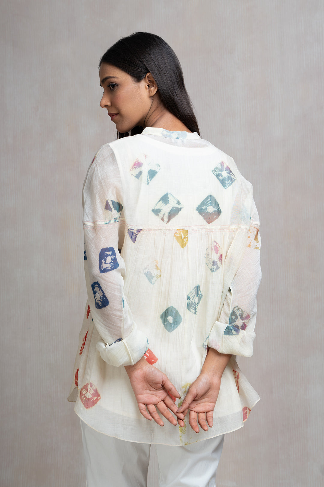 Soft Chanderi Printed Bandhani Summer Oversized Shirt