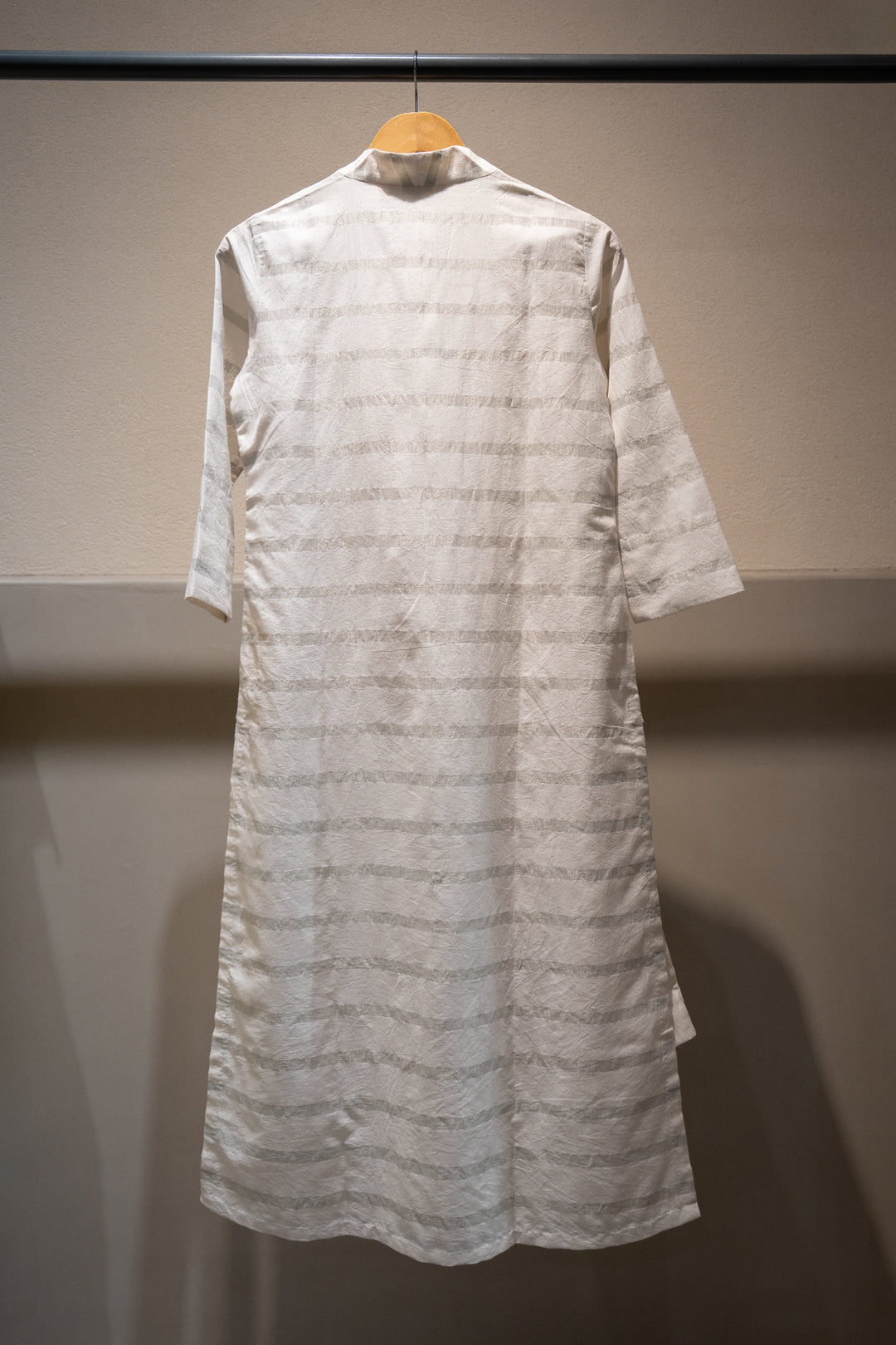 Zari Striped White Woven Kurta