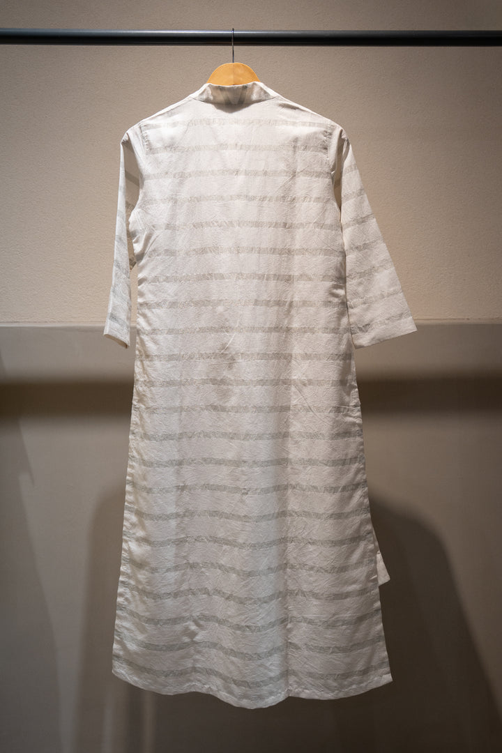 Zari Striped White Woven Kurta