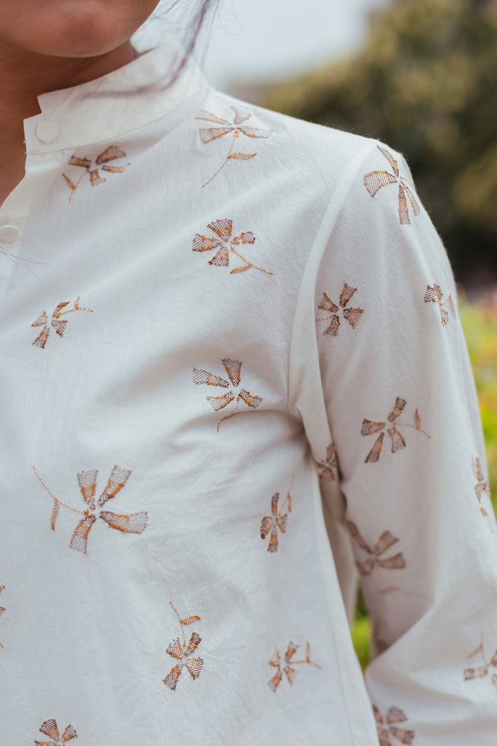 Natural Cotton Embroidered Shirt
