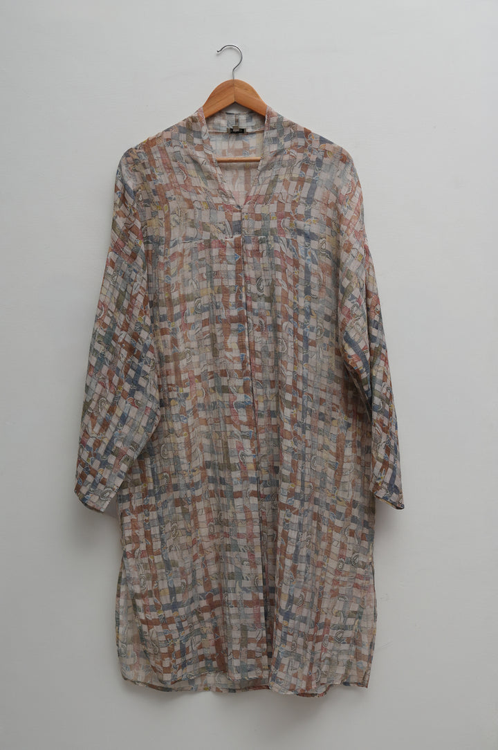 Mosaic Print Chanderi Tunic With Slip