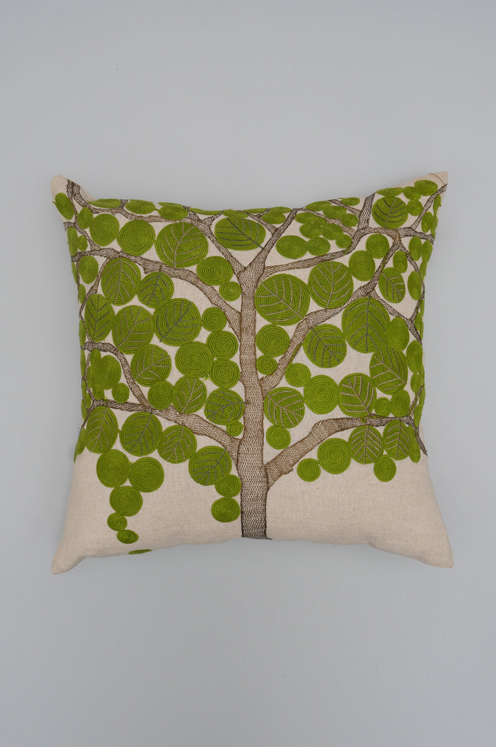 Forest Bloom Embroidered Cushion Cover
