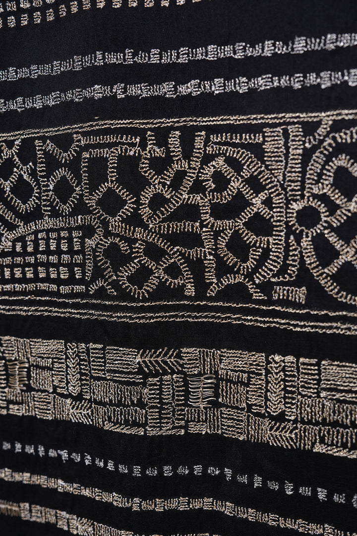Black Embroidered Chanderi Saree