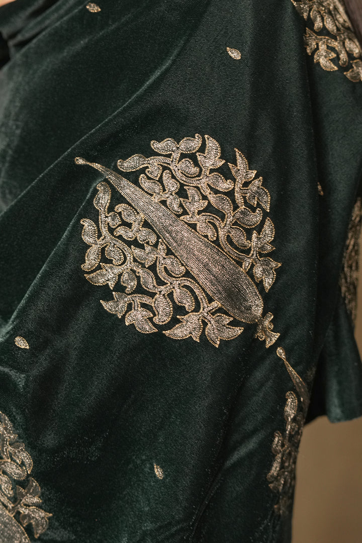 Navy Hand Embroidered Velvet Dupatta