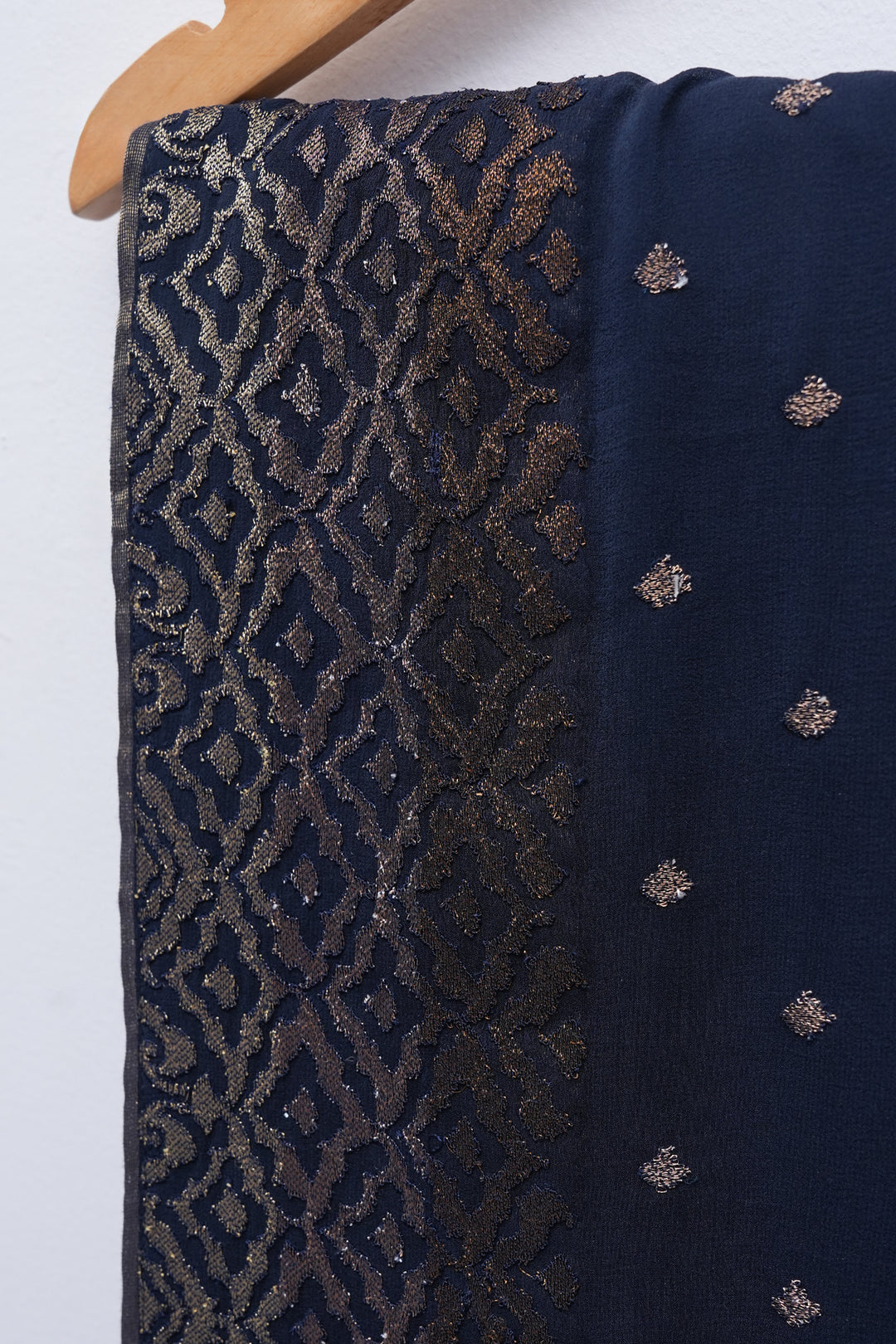Navy Blue Georgette Embroidered Saree