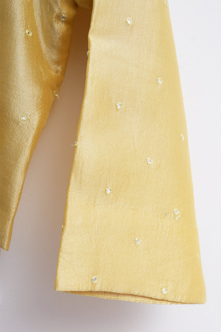 Yellow Hand Embroidered Silk Kurta