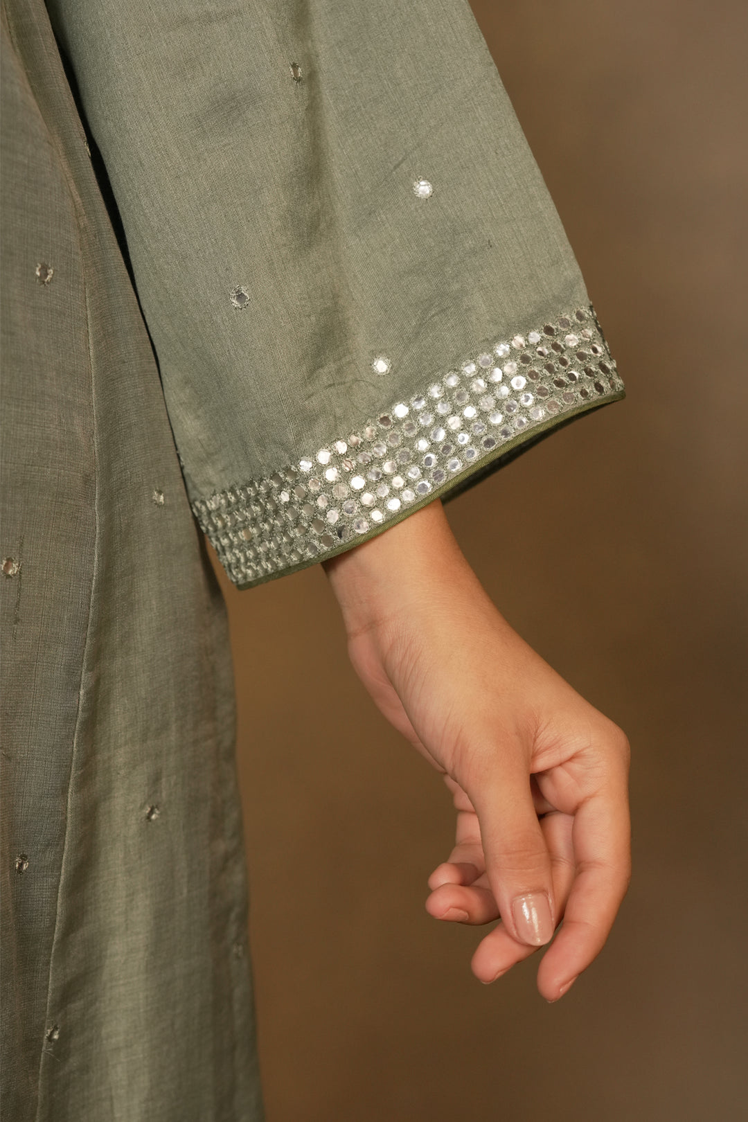 Moss Green Chanderi Kurta with Pants and Dupatta