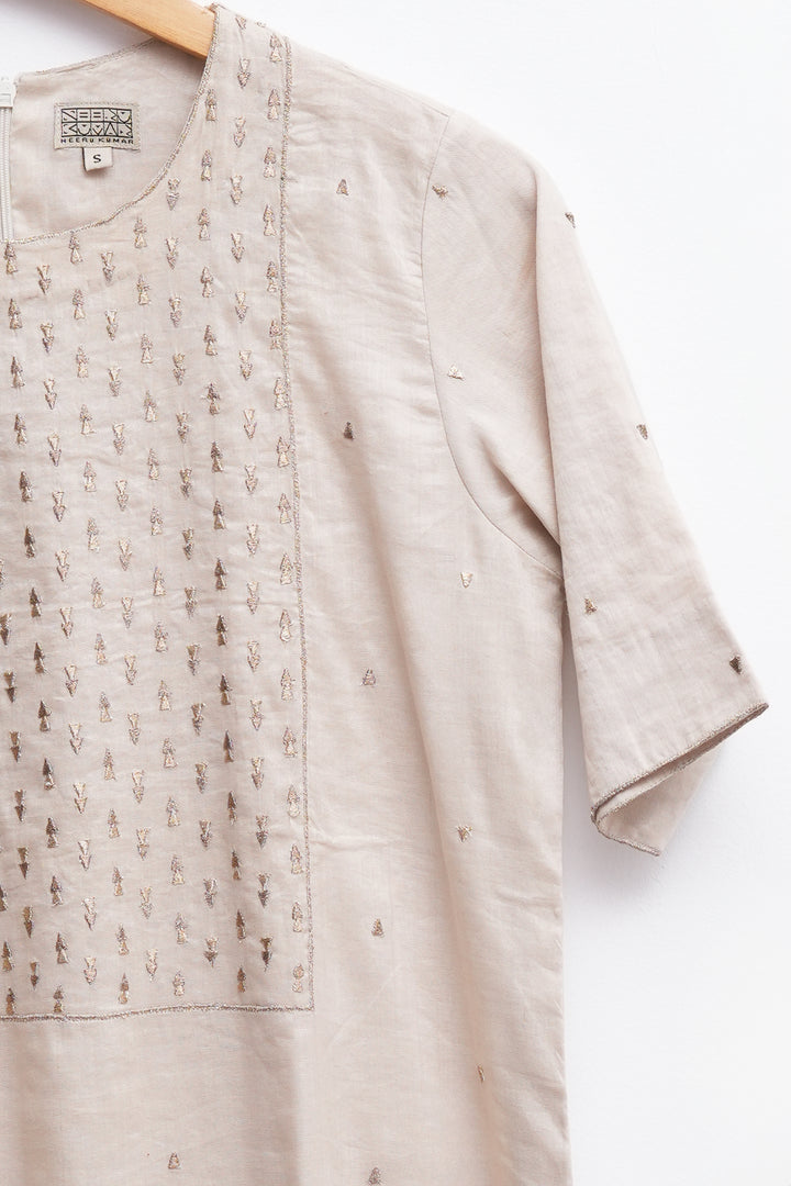 Natural Fine Ramie Embroidered Kurta
