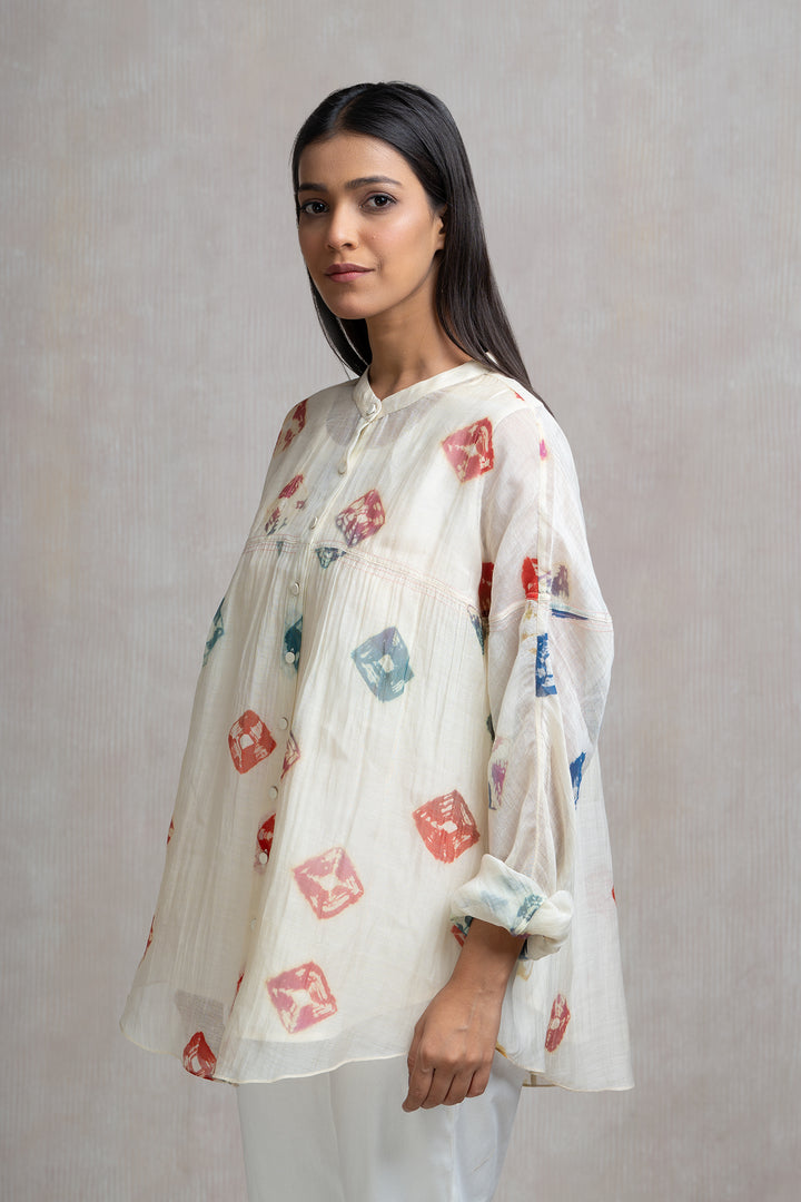 Soft Chanderi Printed Bandhani Summer Oversized Shirt