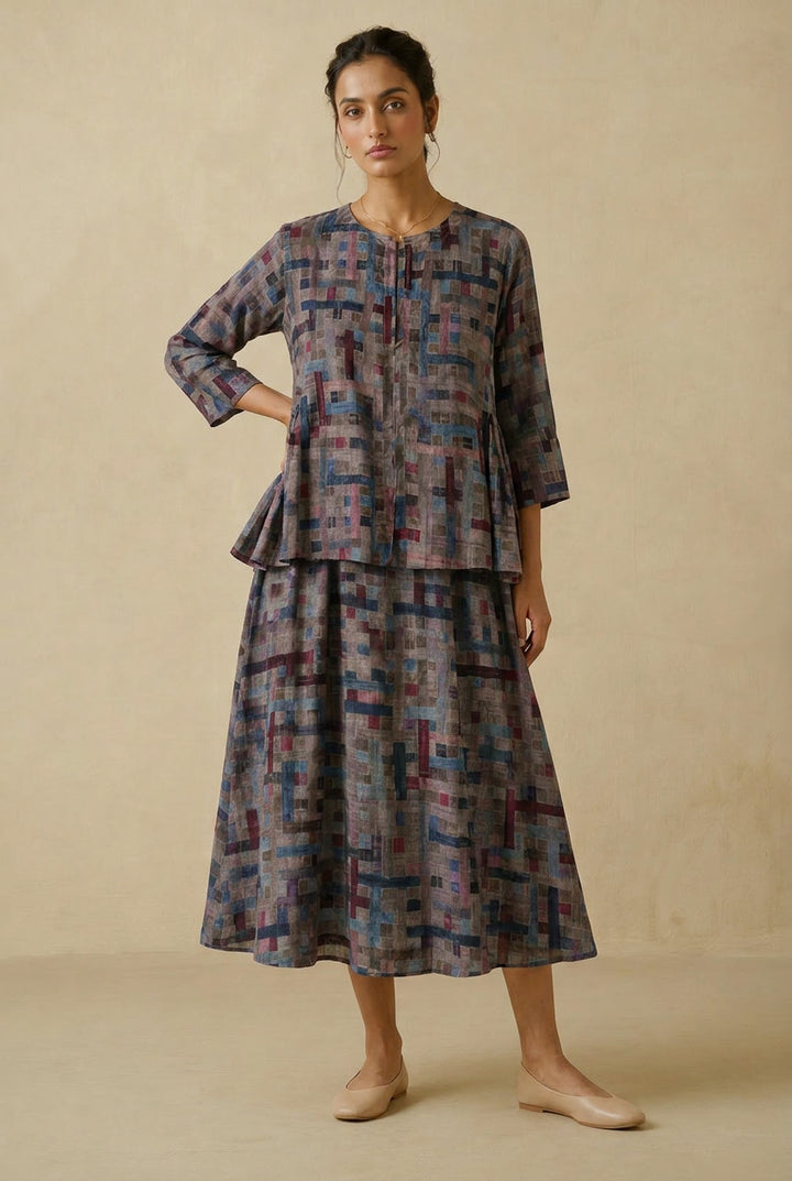Mosaic Printed Chanderi Kediyo Set
