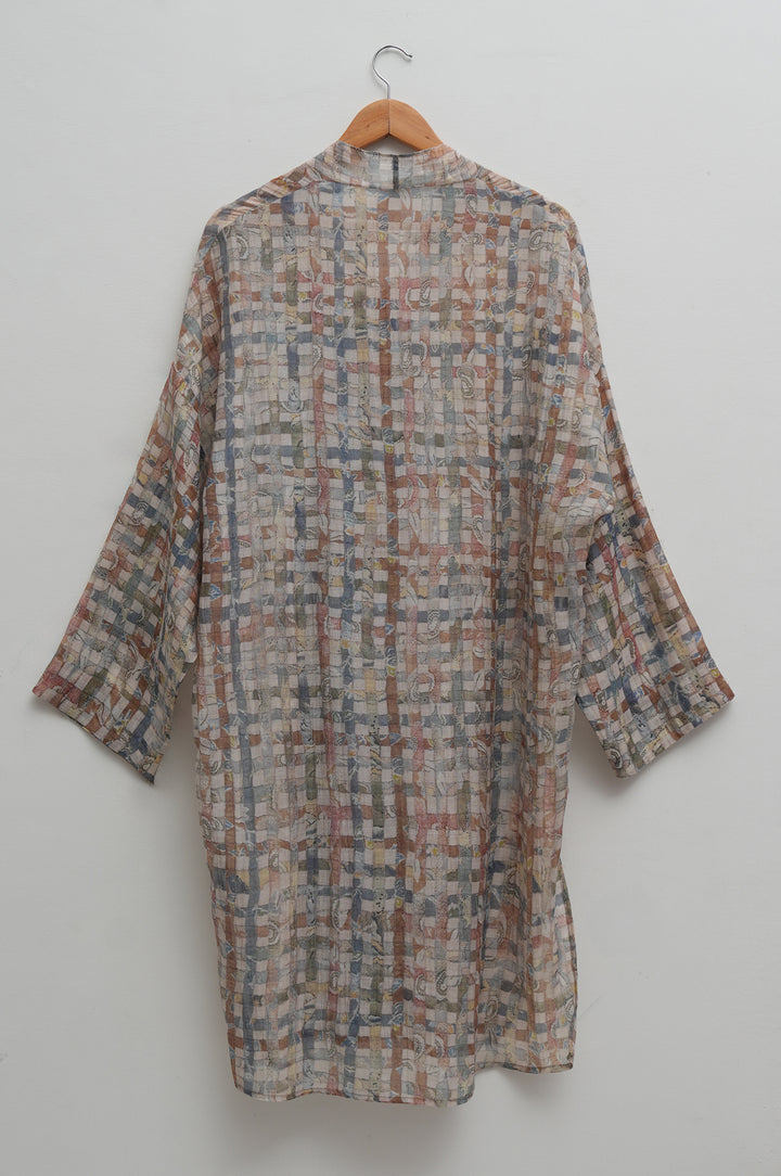 Mosaic Print Chanderi Tunic With Slip