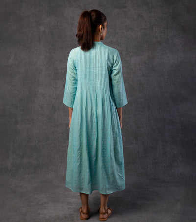 Sky Blue Embroidered Cotton Dress