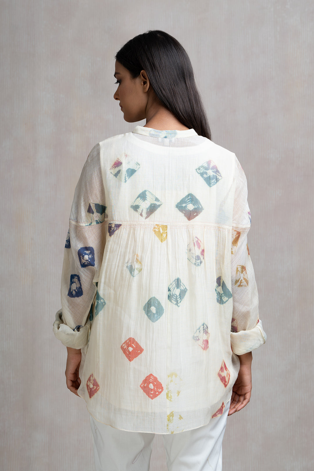 Soft Chanderi Printed Bandhani Summer Oversized Shirt