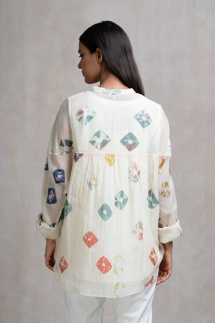 Soft Chanderi Printed Bandhani Summer Oversized Shirt
