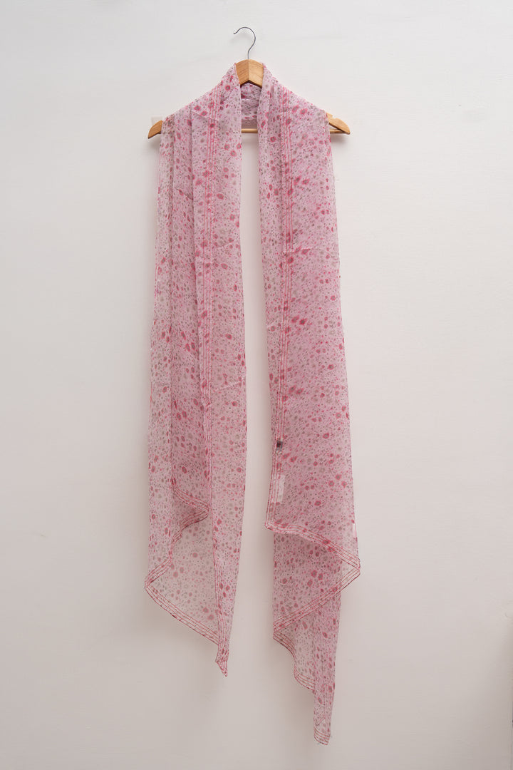 Pink Blossom Chiffon Printed Dupatta