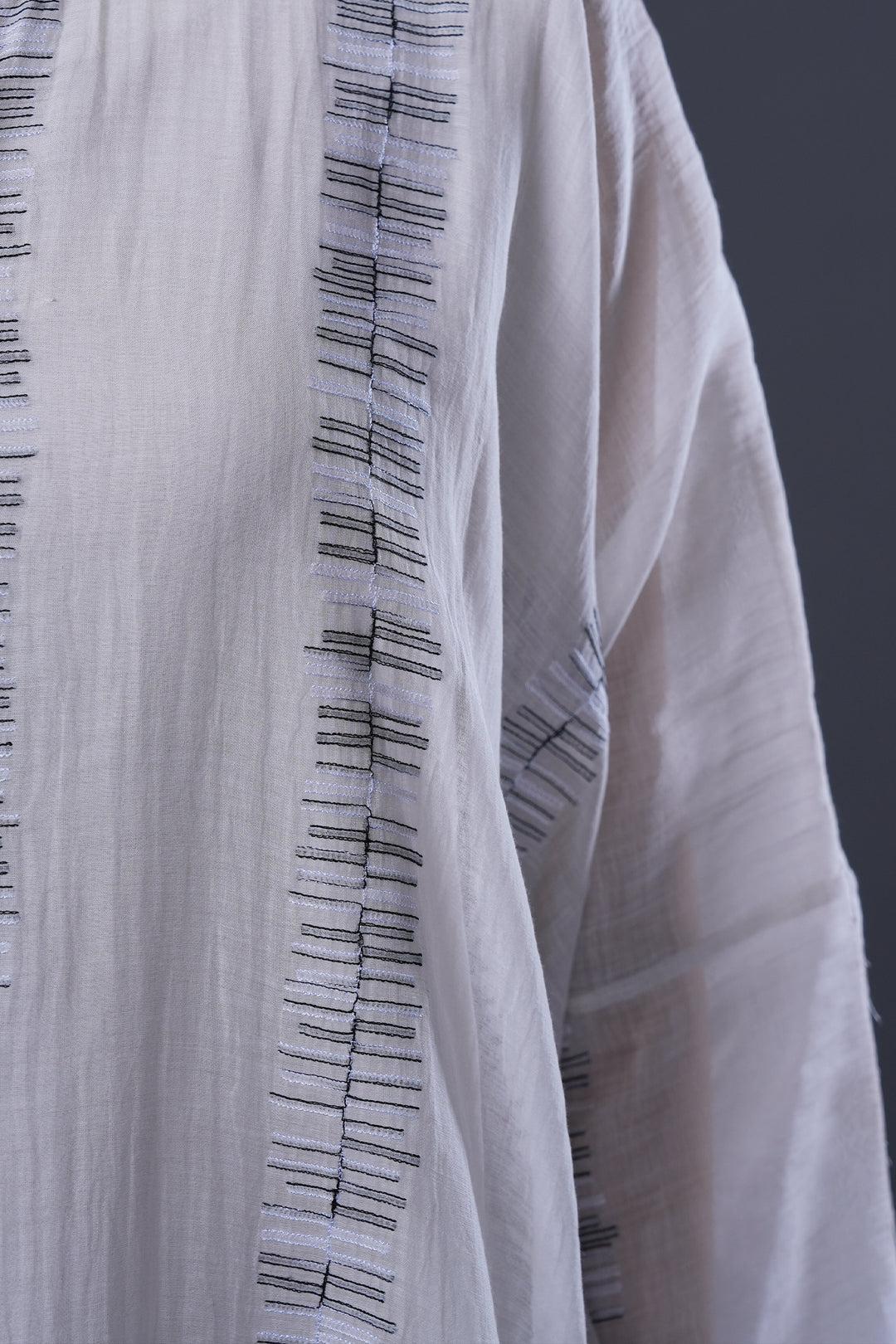Ivory Embroidered Chanderi Kaftan with Cotton Slip