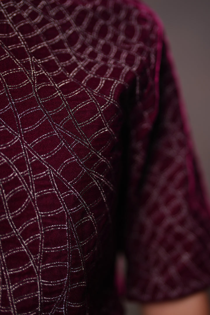 Maroon Zari Embroidered Blouse