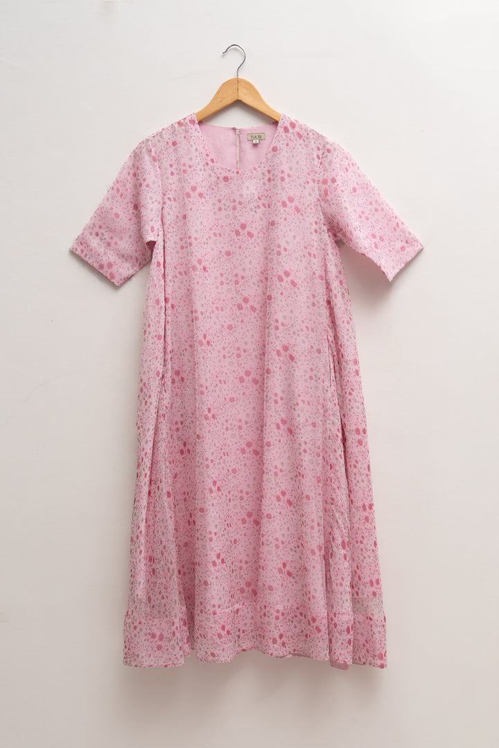 Pink Blossom Chiffon Printed Kurta