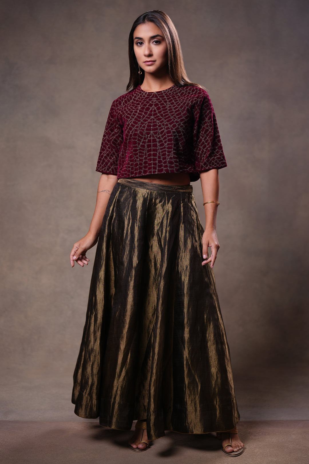 Maroon Zari Embroidered Blouse