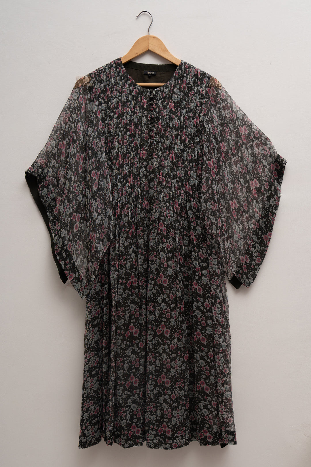 Black Chiffon Printed Kurta