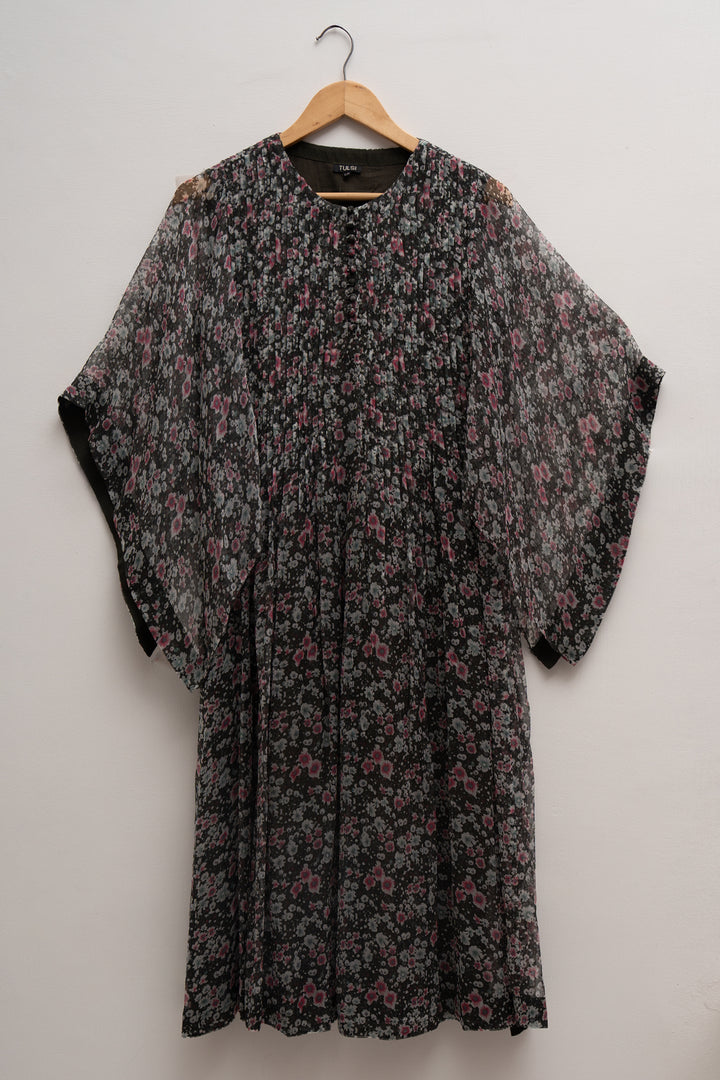 Black Chiffon Printed Kurta