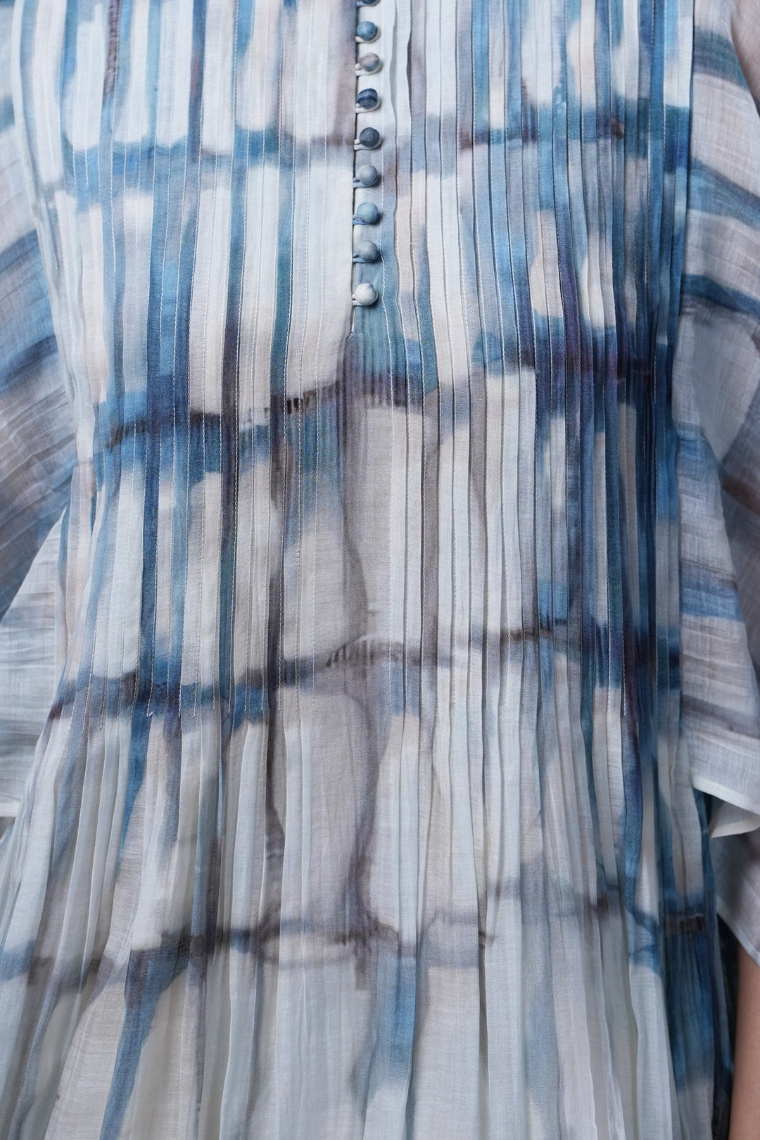 Blue and Off White Abstract Print Oversized Dress/Kurta