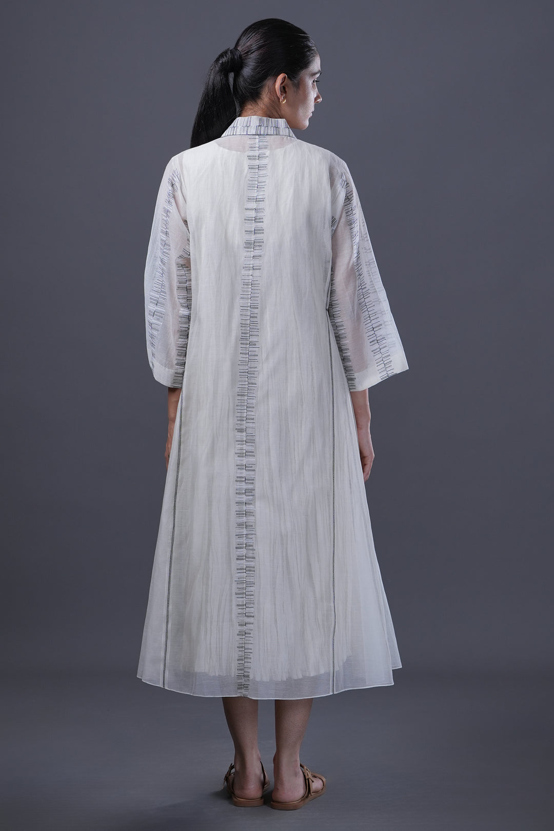 Natural Embroidered Chanderi Cape with Cotton Slip