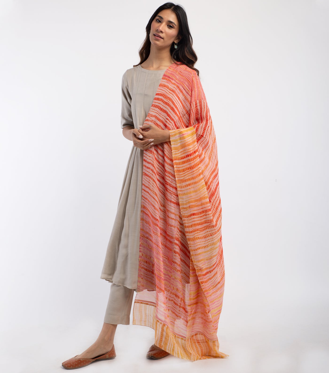 Multi Color Shibori Dye Organza Dupatta