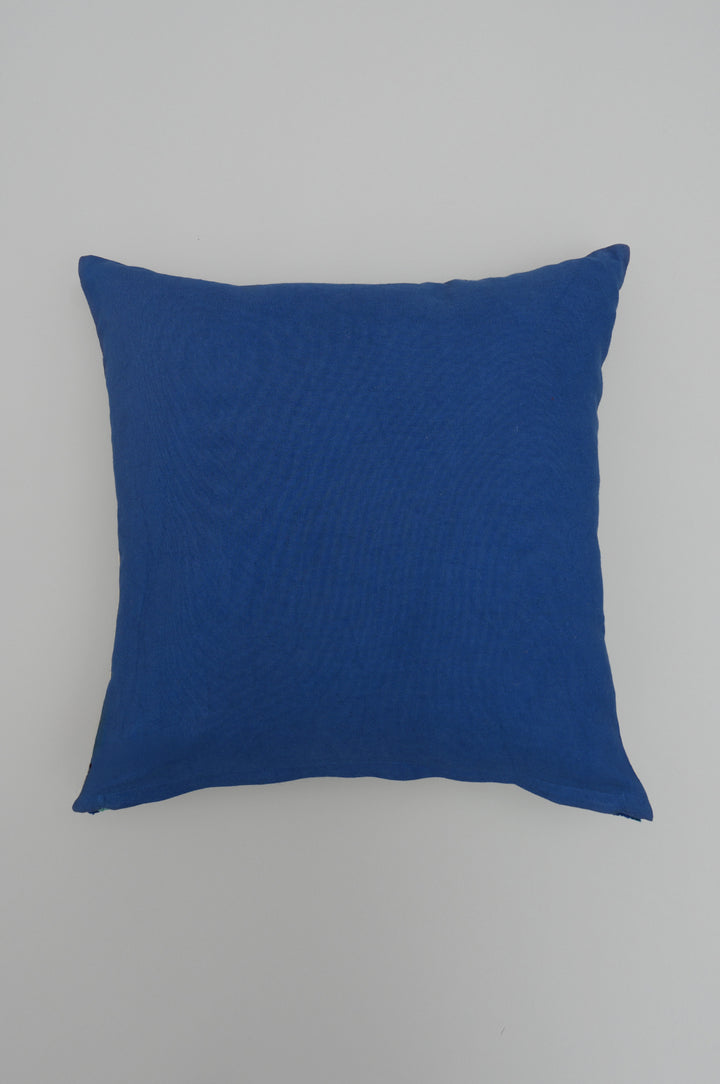 Blue Floral Embroidered Cushion Cover