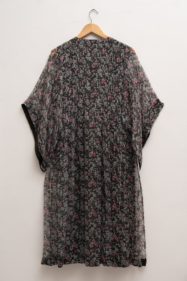 Black Chiffon Printed Kurta
