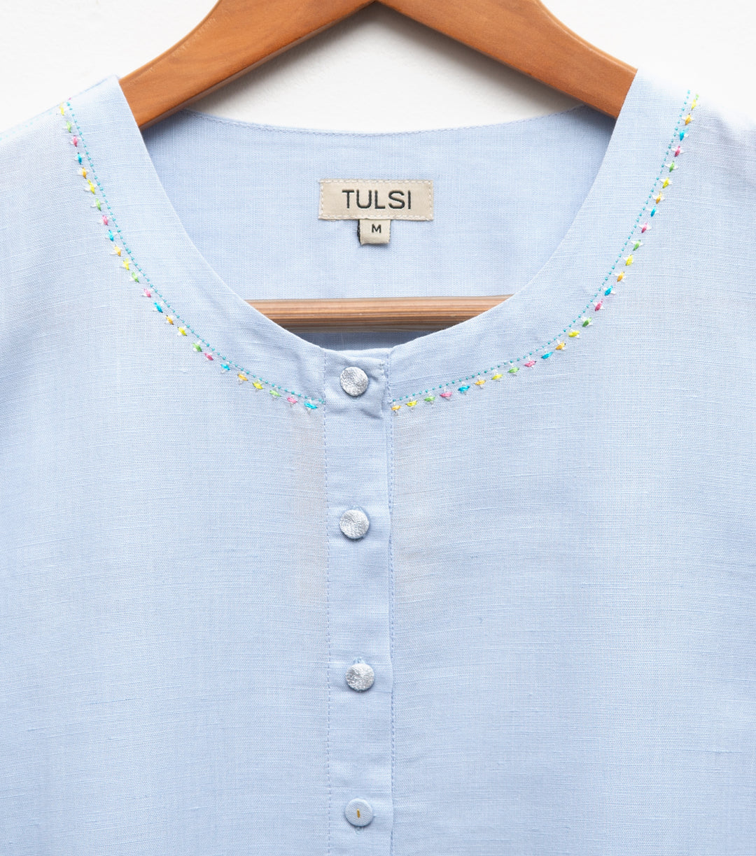 Sky Blue Cotton Embroidered Kurta