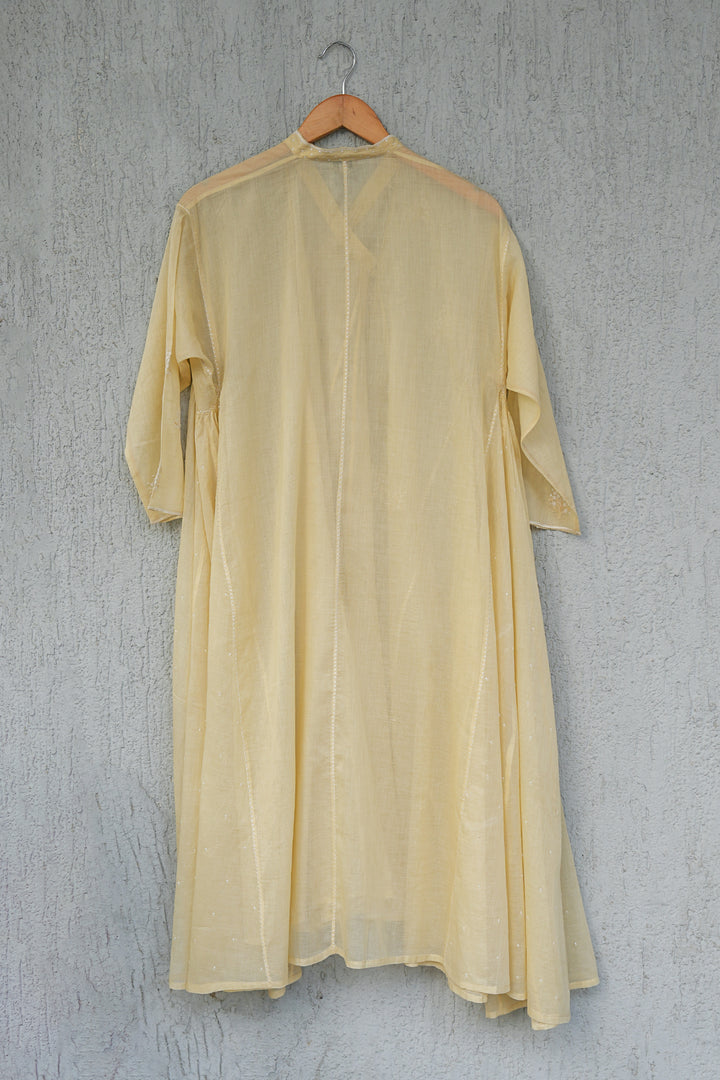 Yellow Embroidered Cotton Choga