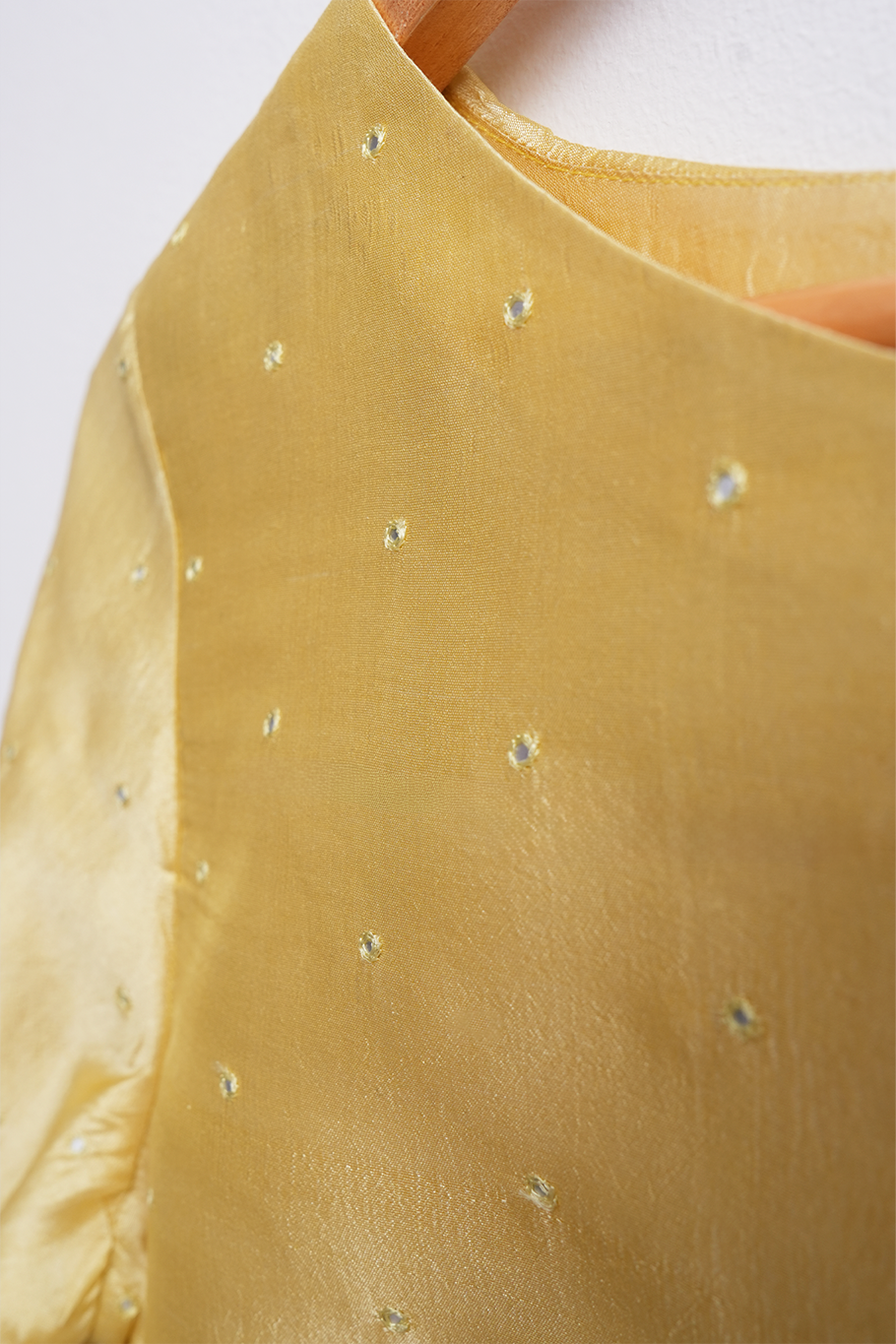 Yellow Hand Embroidered Silk Kurta